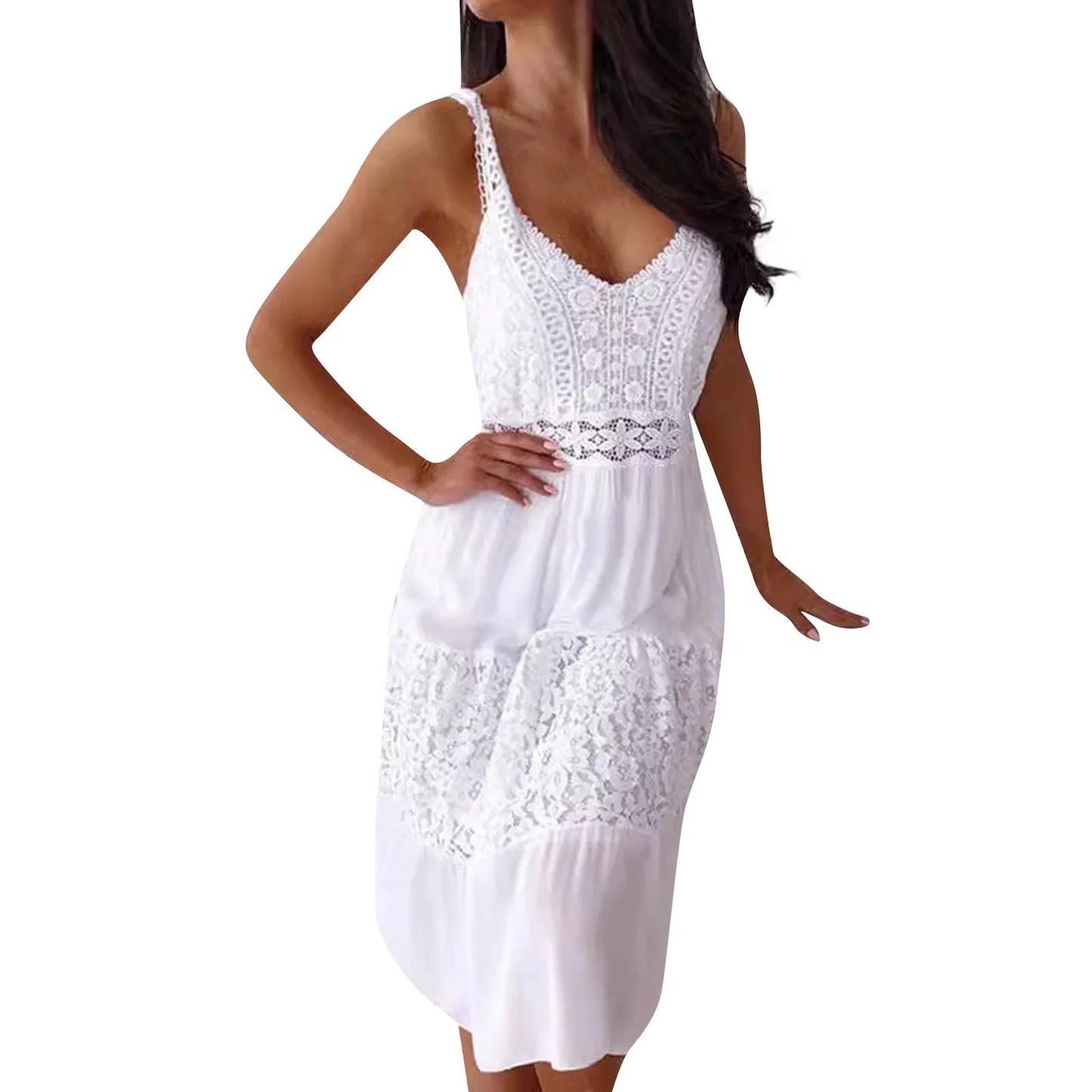 Dress Clothes Women Summer Solid Color Sleeveless Knitted Cover Up Backless Stylish Beach Dresses