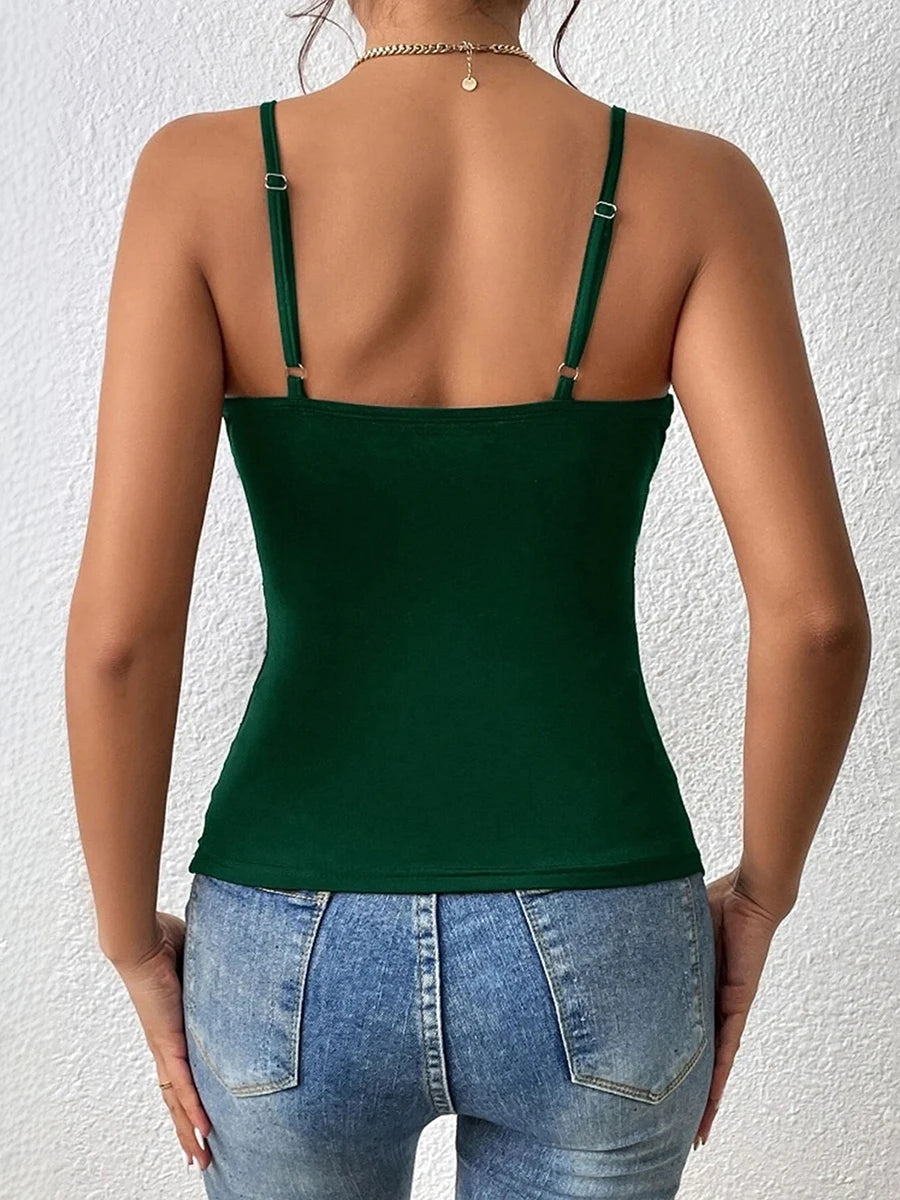 Women s Elegant Lace Trimmed Camisoles Sexy Deep V Neck Sleeveless Spaghetti Straps Crop Tank Tops for Summer Beach Parties